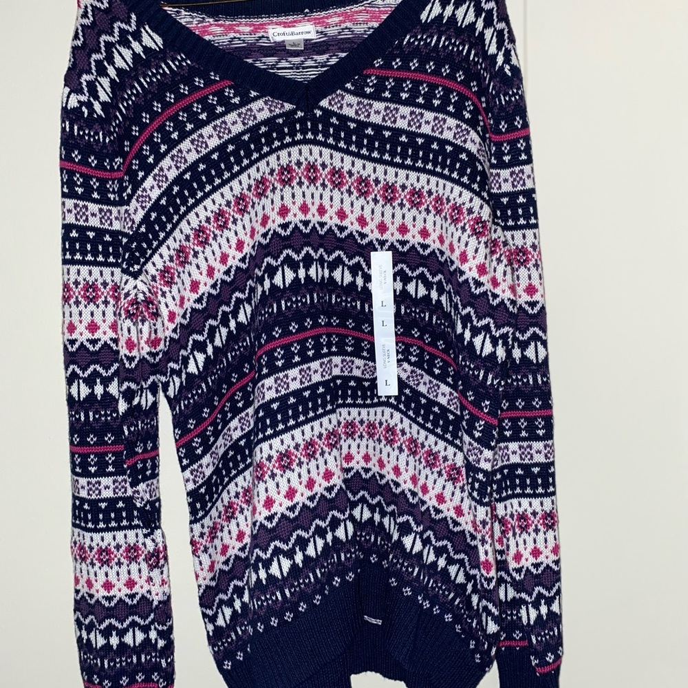 Croft & Barrow V-neck Knit Sweater Size L